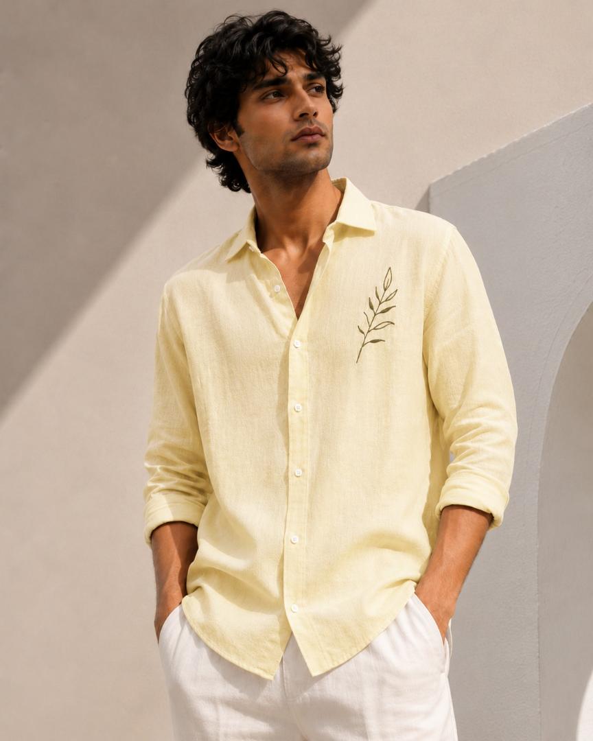 Men Premium Hemp Blend Shirt — Brown
