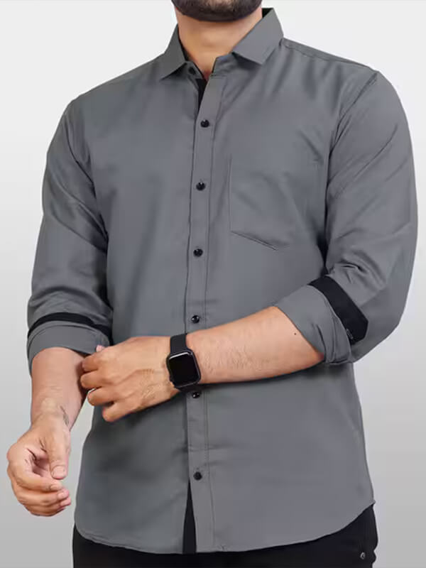 Men Grey Check Full Sleeve Shirt